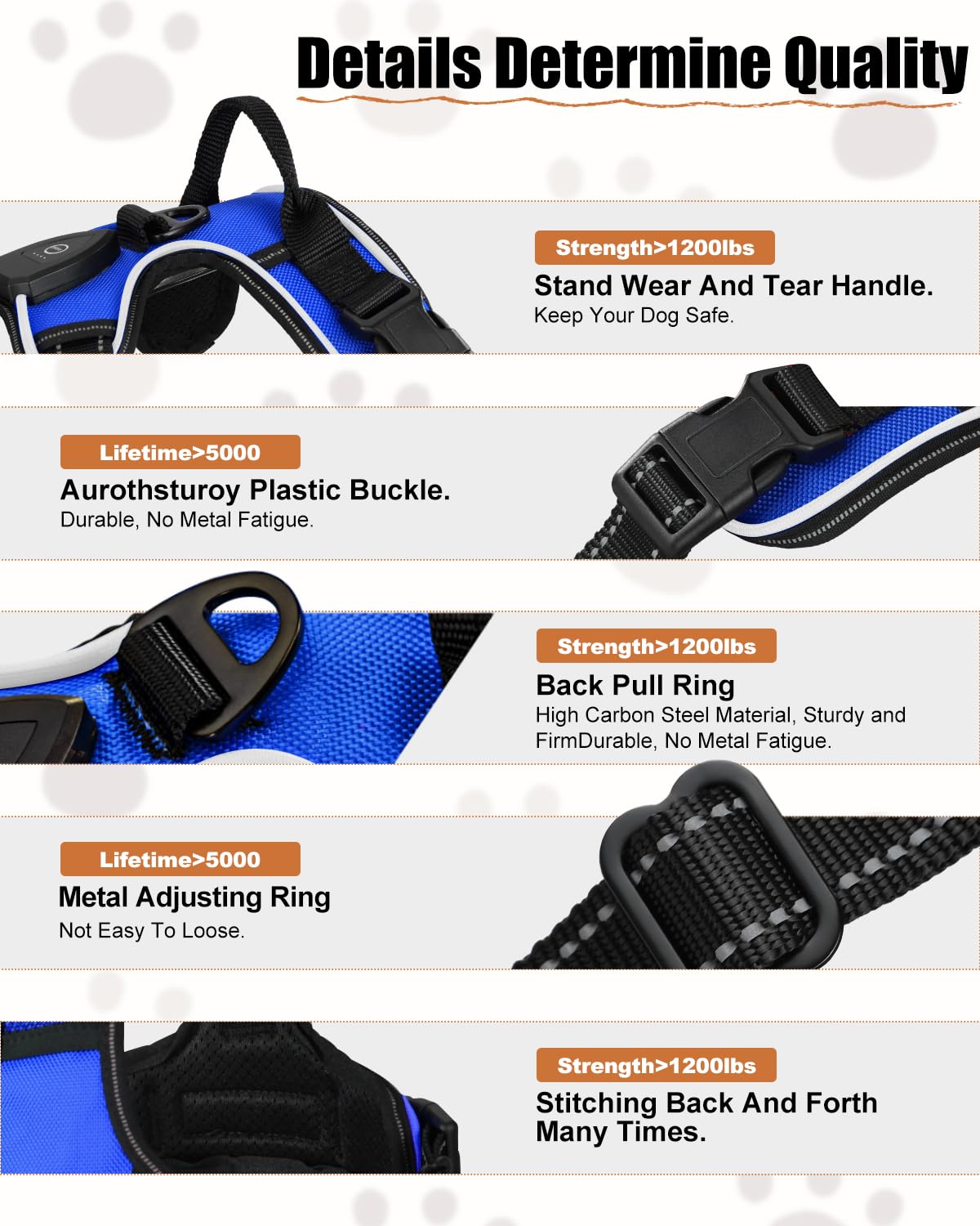 Villabliss Light Up Dog Harness - Led Dog Harness Rechargeable For Night Walking, Three Lighting Modes, Flashing For More Than 2